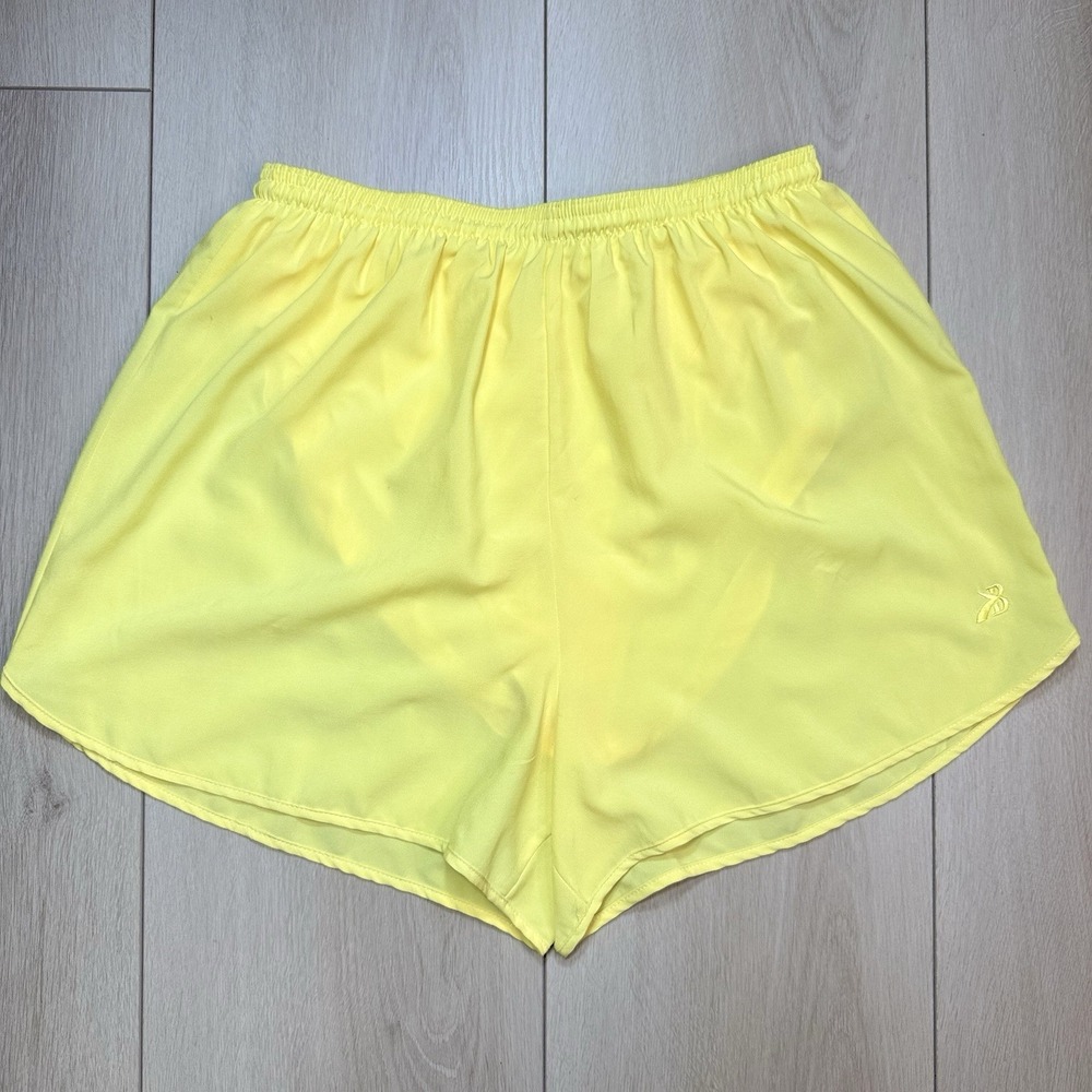 VTG Y2K Brooks Womens Running Shorts Large Yellow Athletic USA Coolmax  WR200